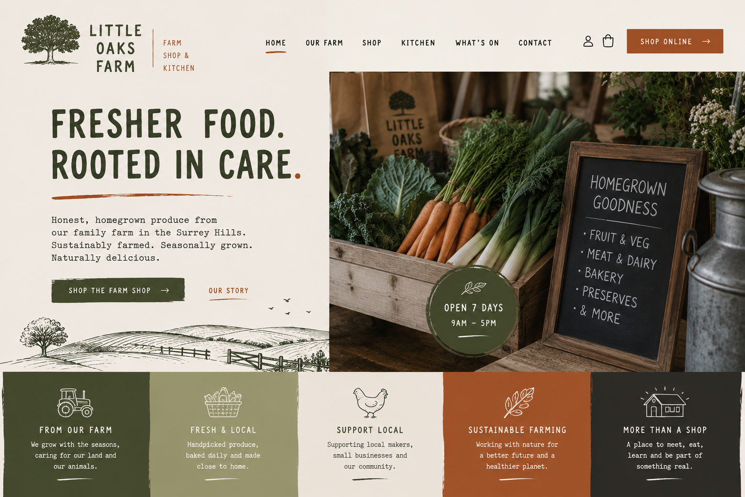 Farm shop website design