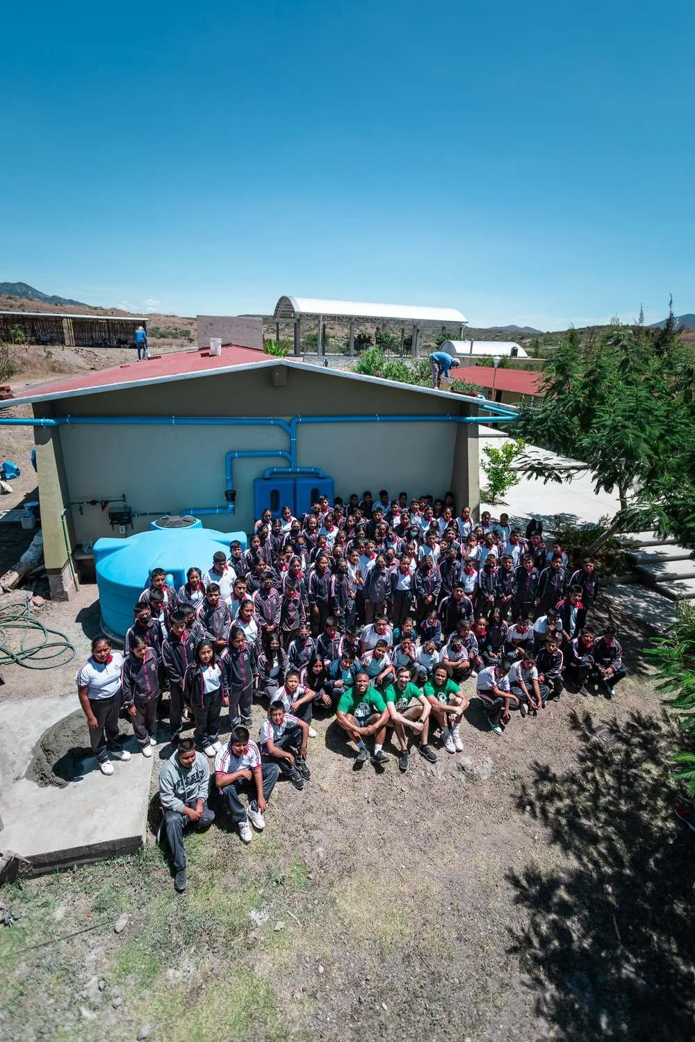 Rainwater harvesting system installed at a school in Yaxe, Oaxaca, Mexico