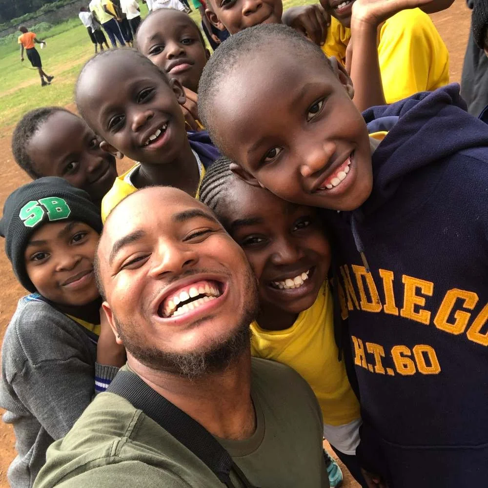 Team selfie with schoolchildren in Kenya
