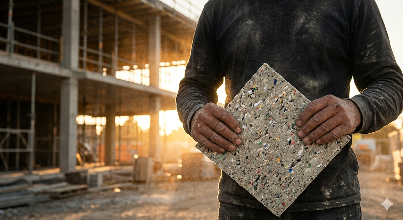 Builder holding Vetro sheet
