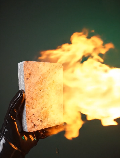 Fire burning on Vetro sheet