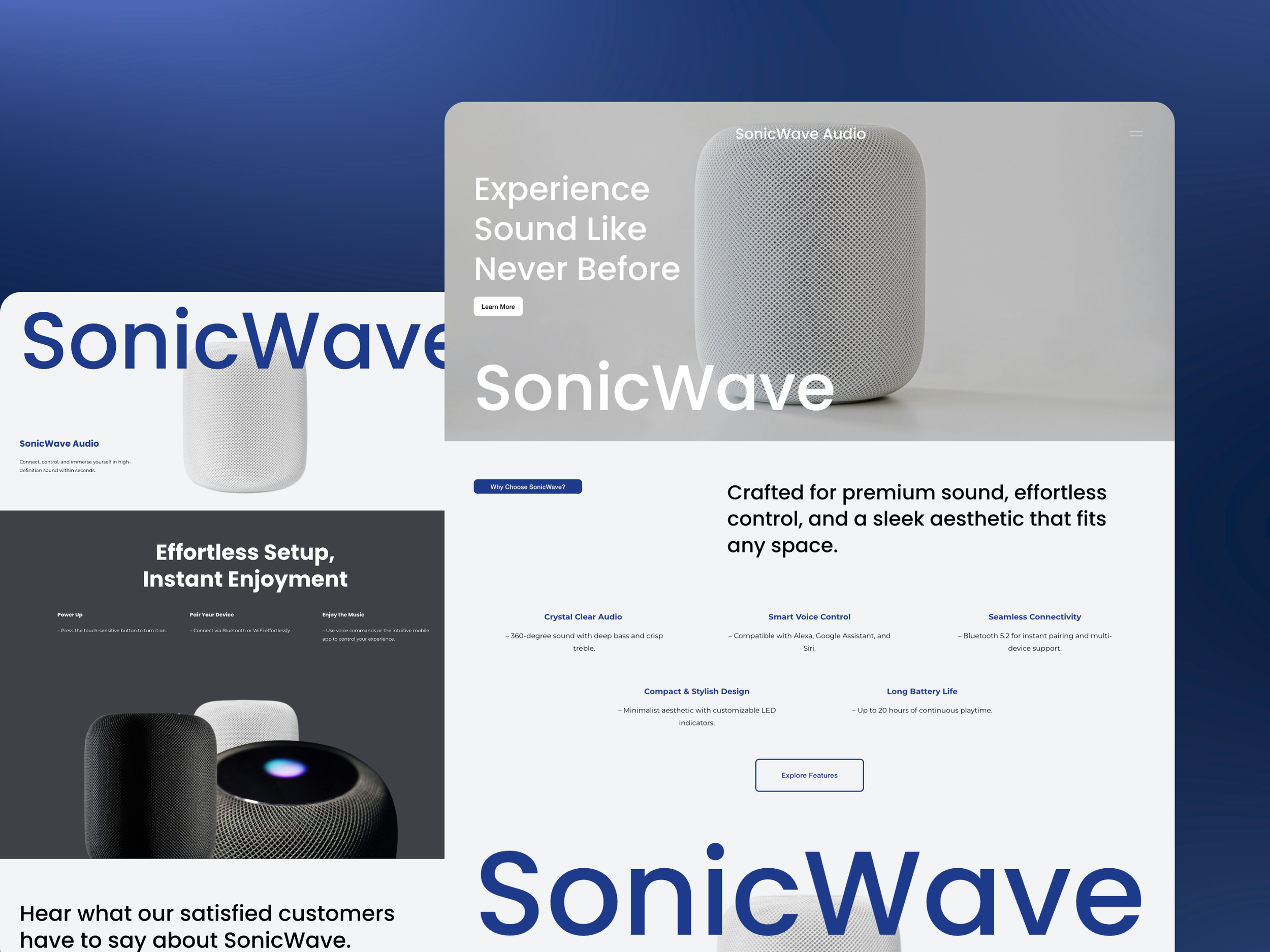 SonicWave Audio website built in Squarespace