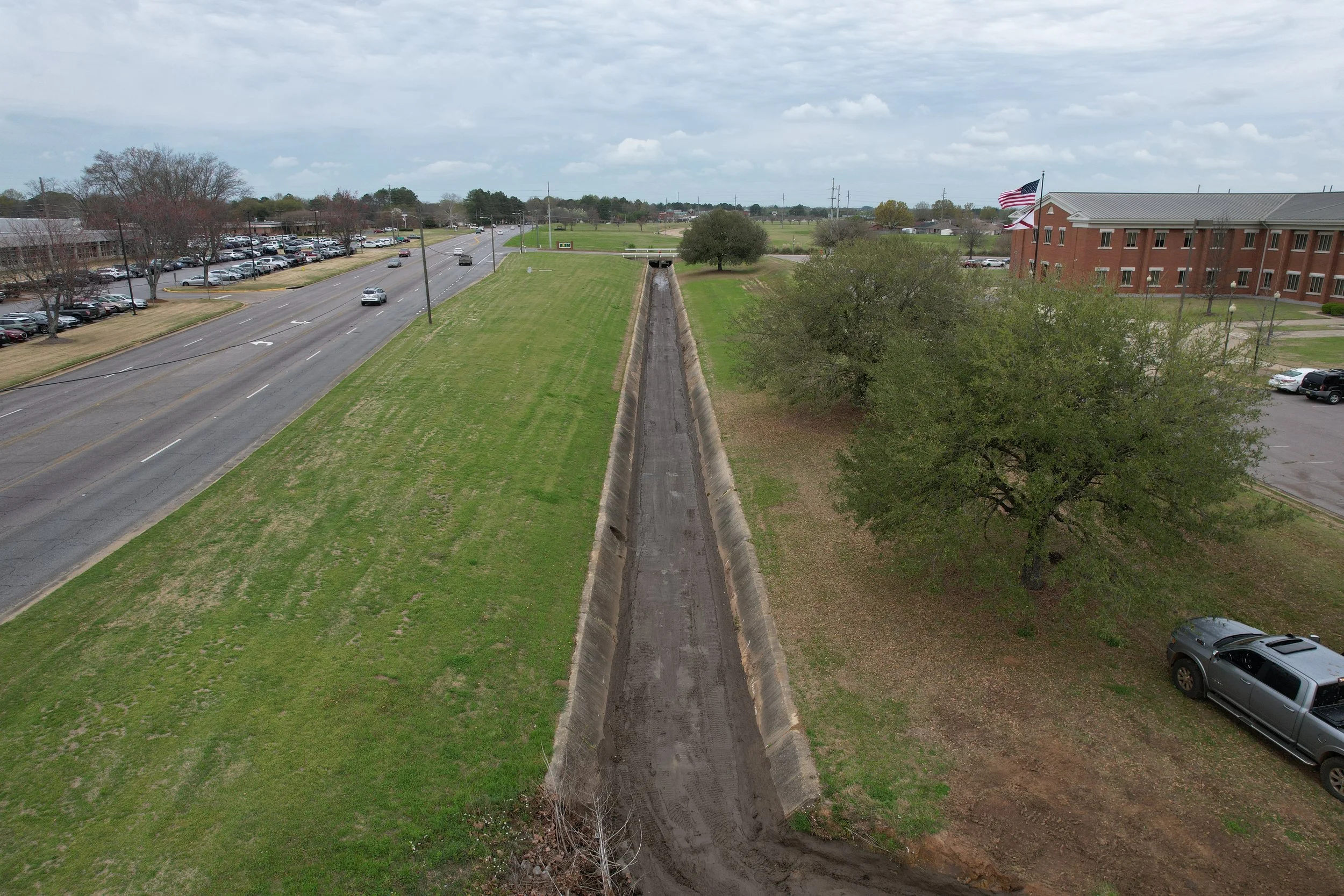 Cleaned-out concrete drainage canal
