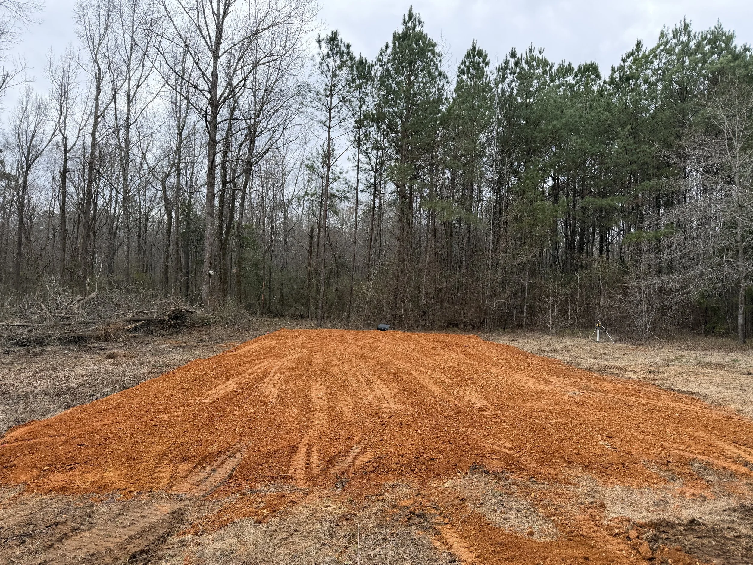 Building pad graded and compacted