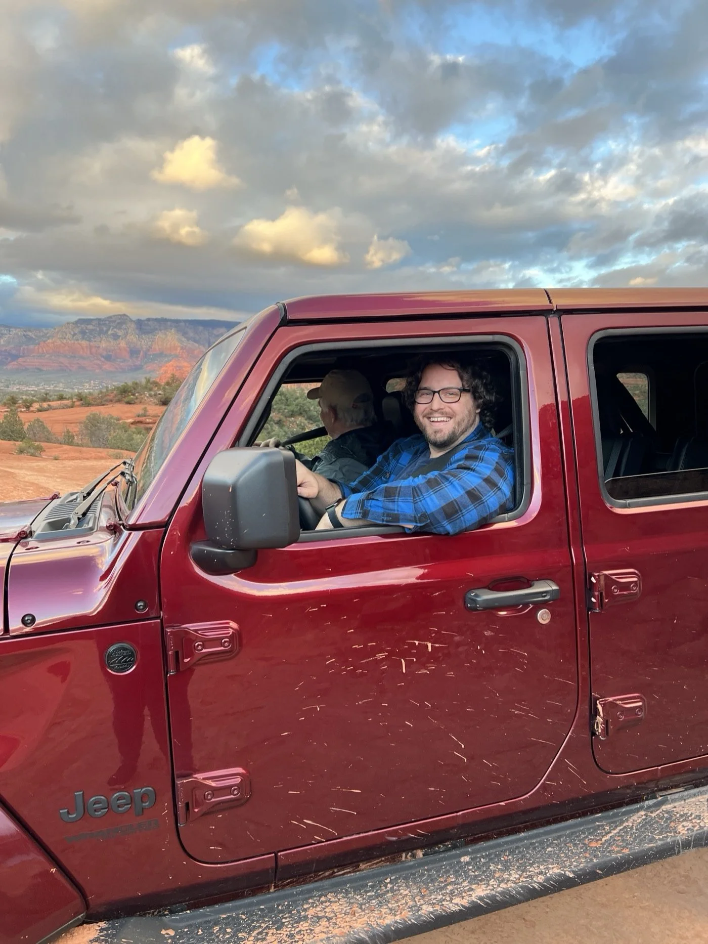 Travis in a 4x4 on the slickrock in Sedona