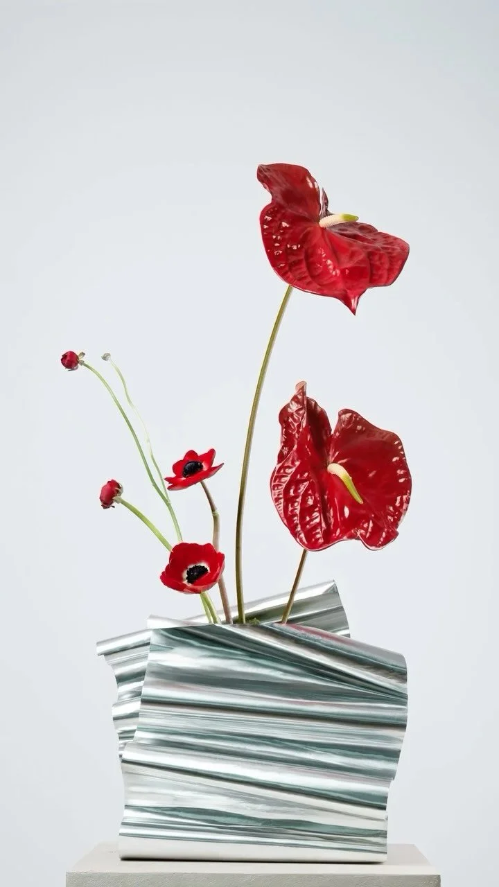 Ginger Flower, anemones in a folded vase