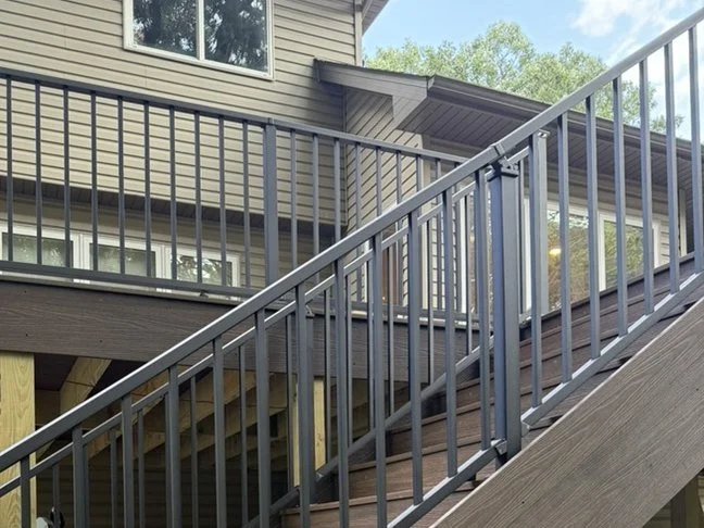 Composite stair with aluminum railing