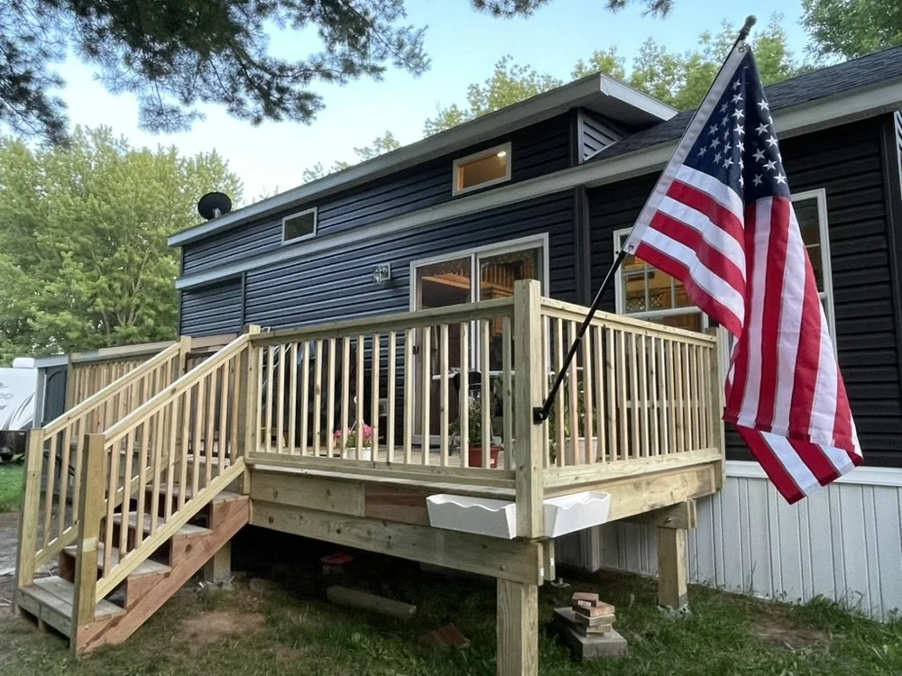 Pressure-treated deck