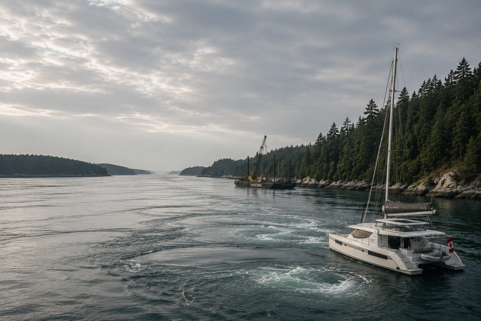 Powerful currents moving through Seymour Narrows