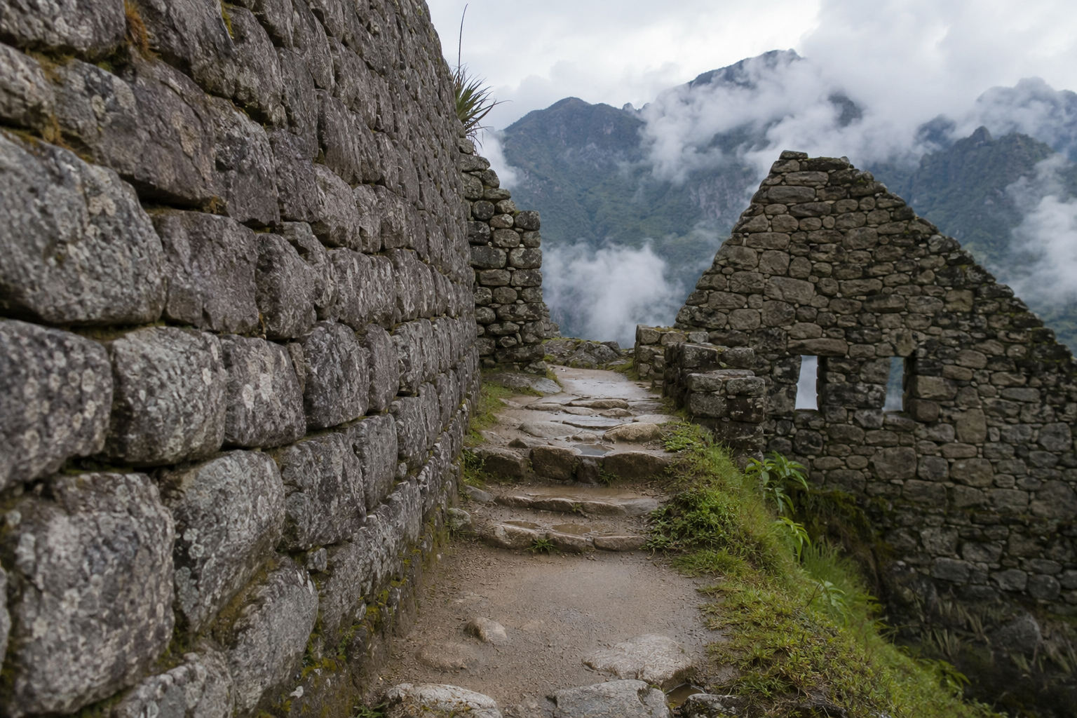 Stone Path Through Ruins, Machu Picchu, Peru