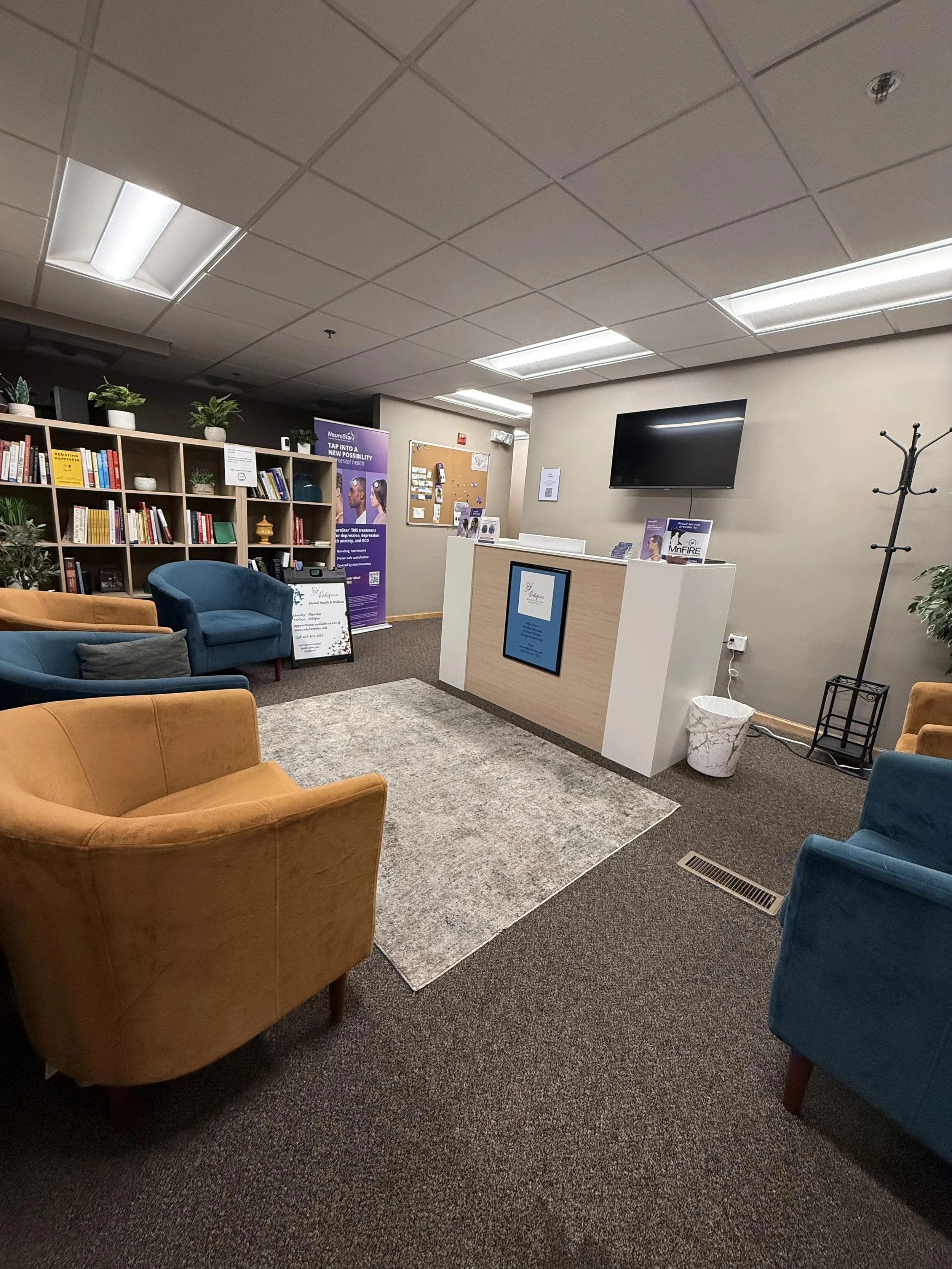 Reception area at Redefine Mental Health & Wellness