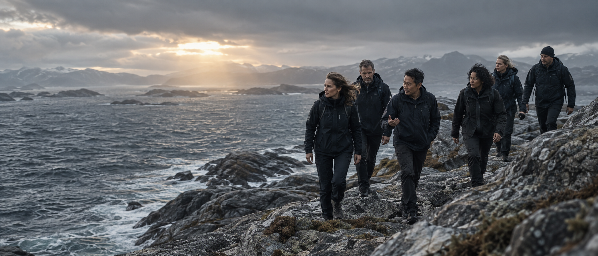 An executive team navigating a Nordic coastline together