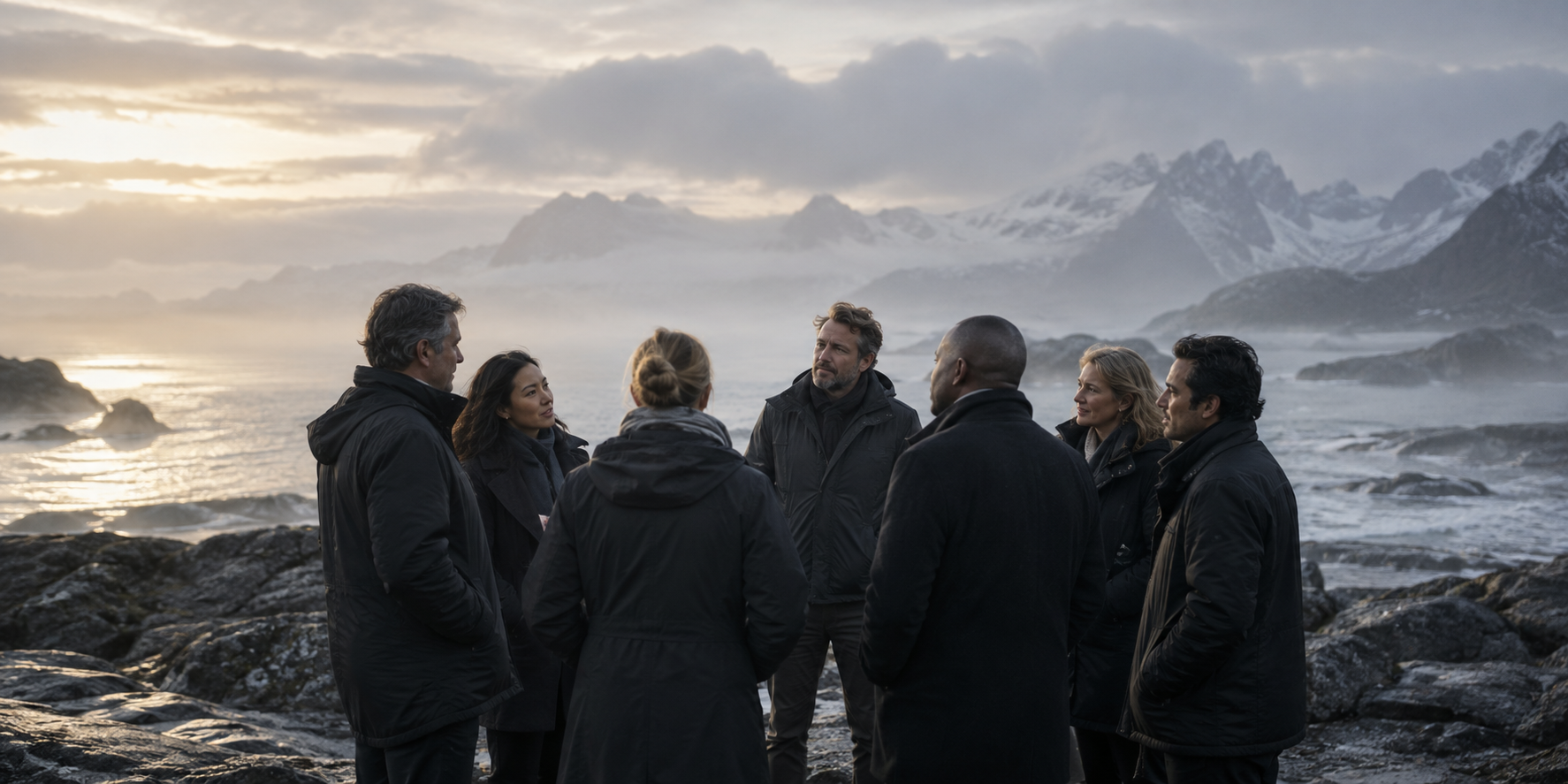 Executive cohort reflecting on a Nordic coast