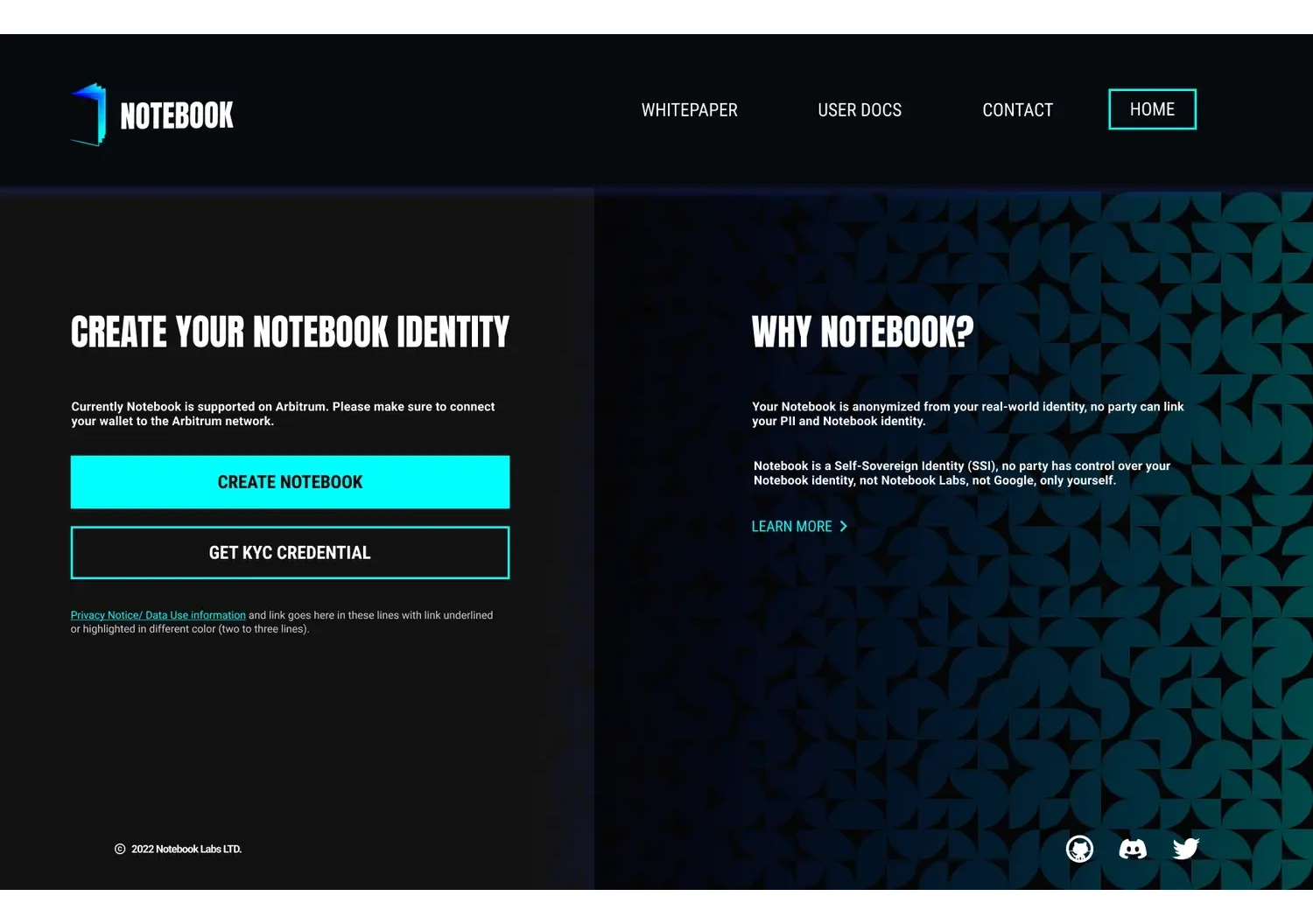 Notebook Labs homepage