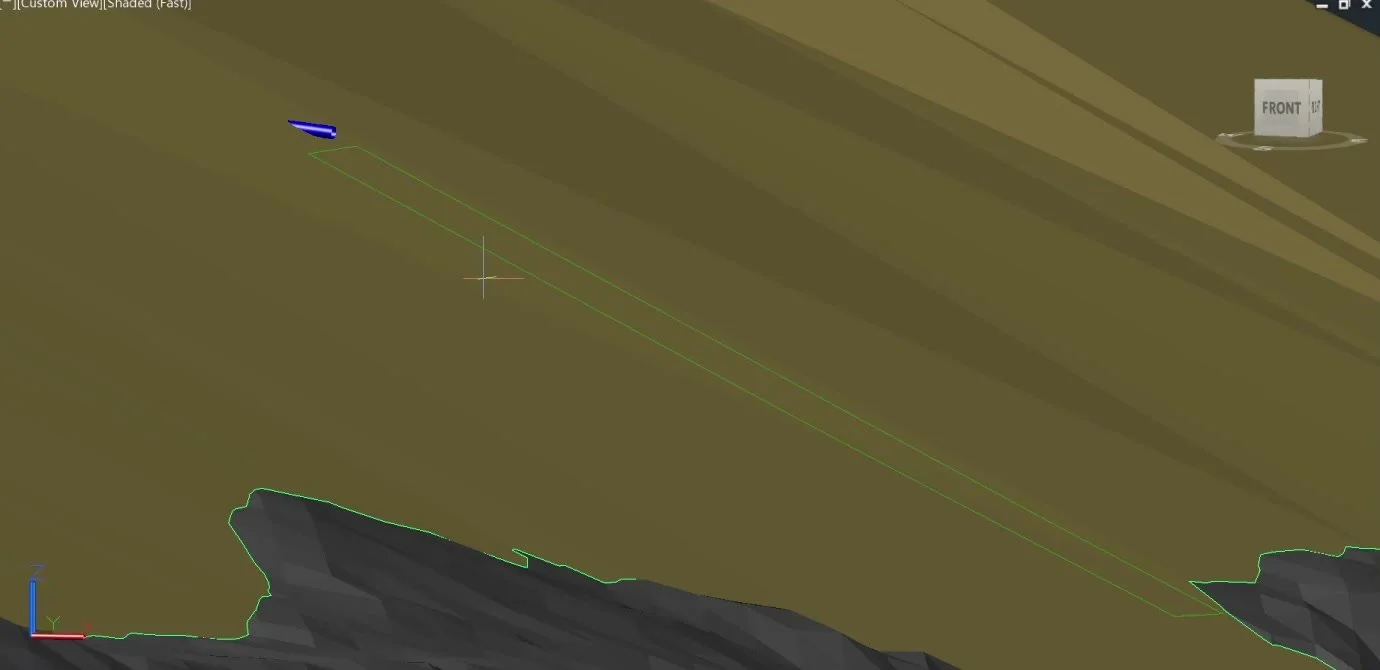 Selected riprap boundary on a slope before rock generation
