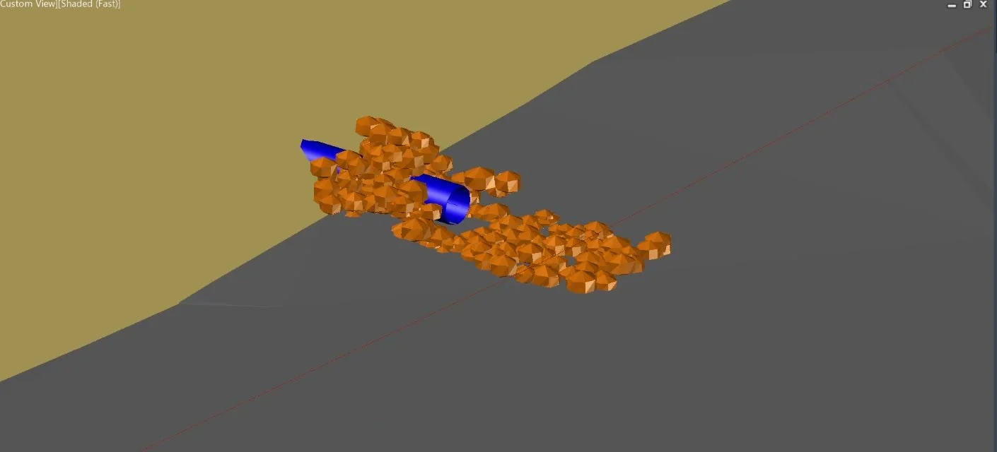 Ross culvert with riprap protection in a Ross test model