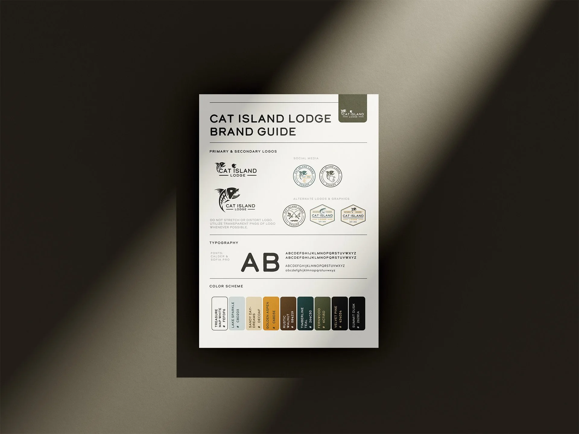 Cat Island Lodge brand identity and brand guide designed by Sunshine Mountain Media
