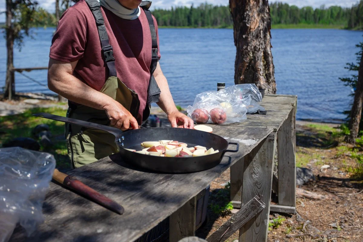 Shore lunch prepared at Cat Island Lodge