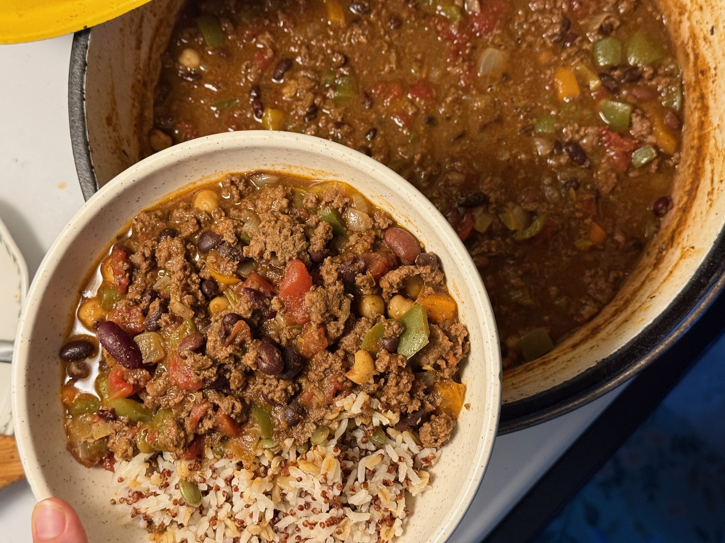 Finished Caveman Chili served in a bowl