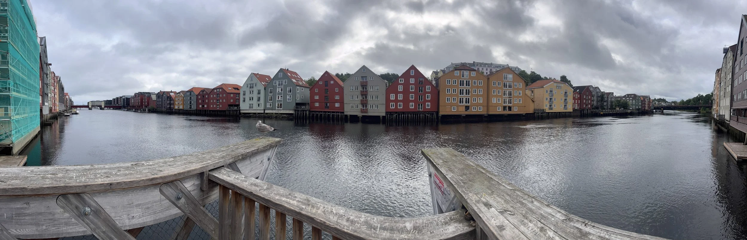 The Nidelva river wharves in Trondheim, seen from Gamle Bybro.