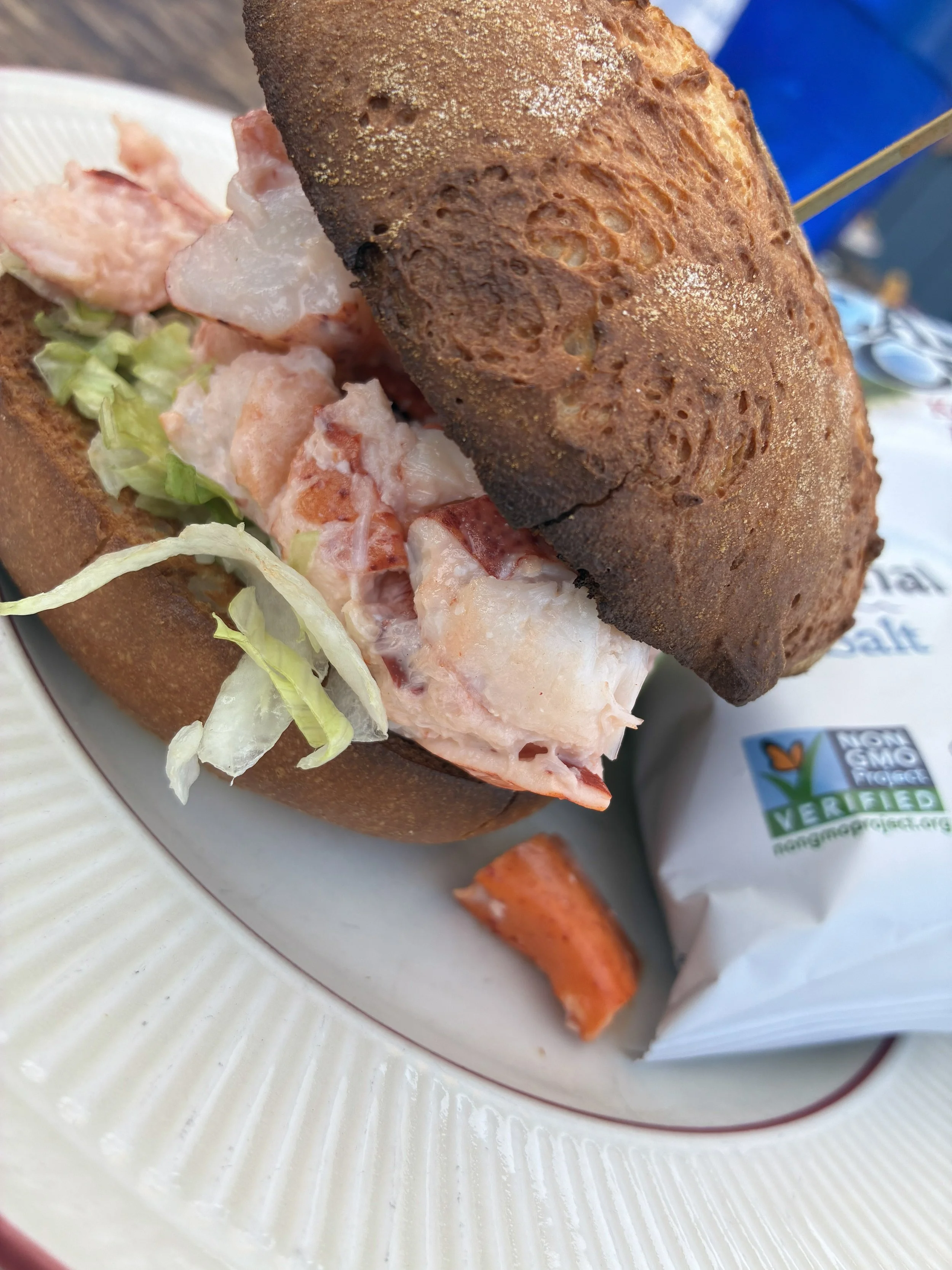 A lobster roll, up close.