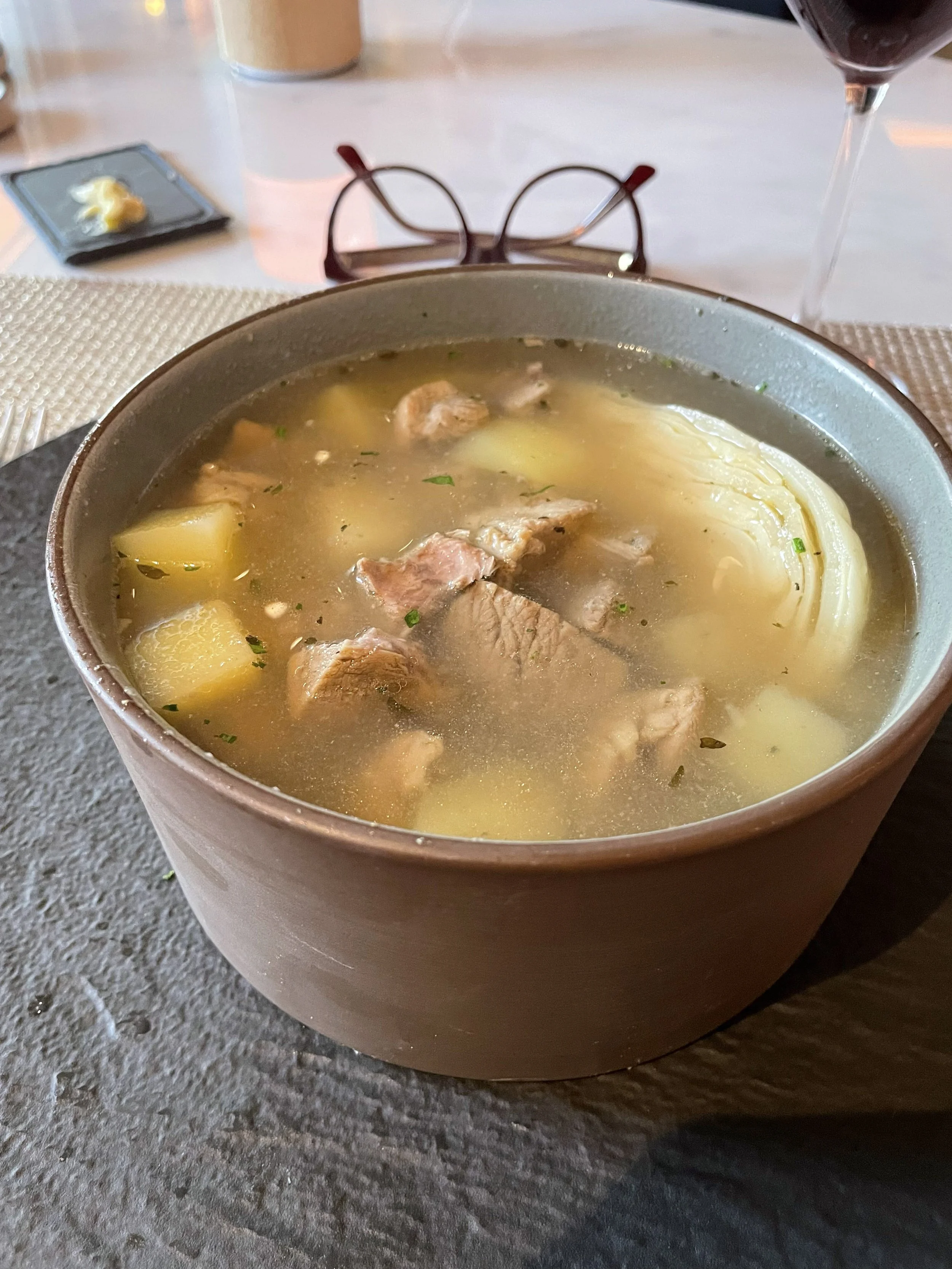 A warming bowl of soup back aboard.