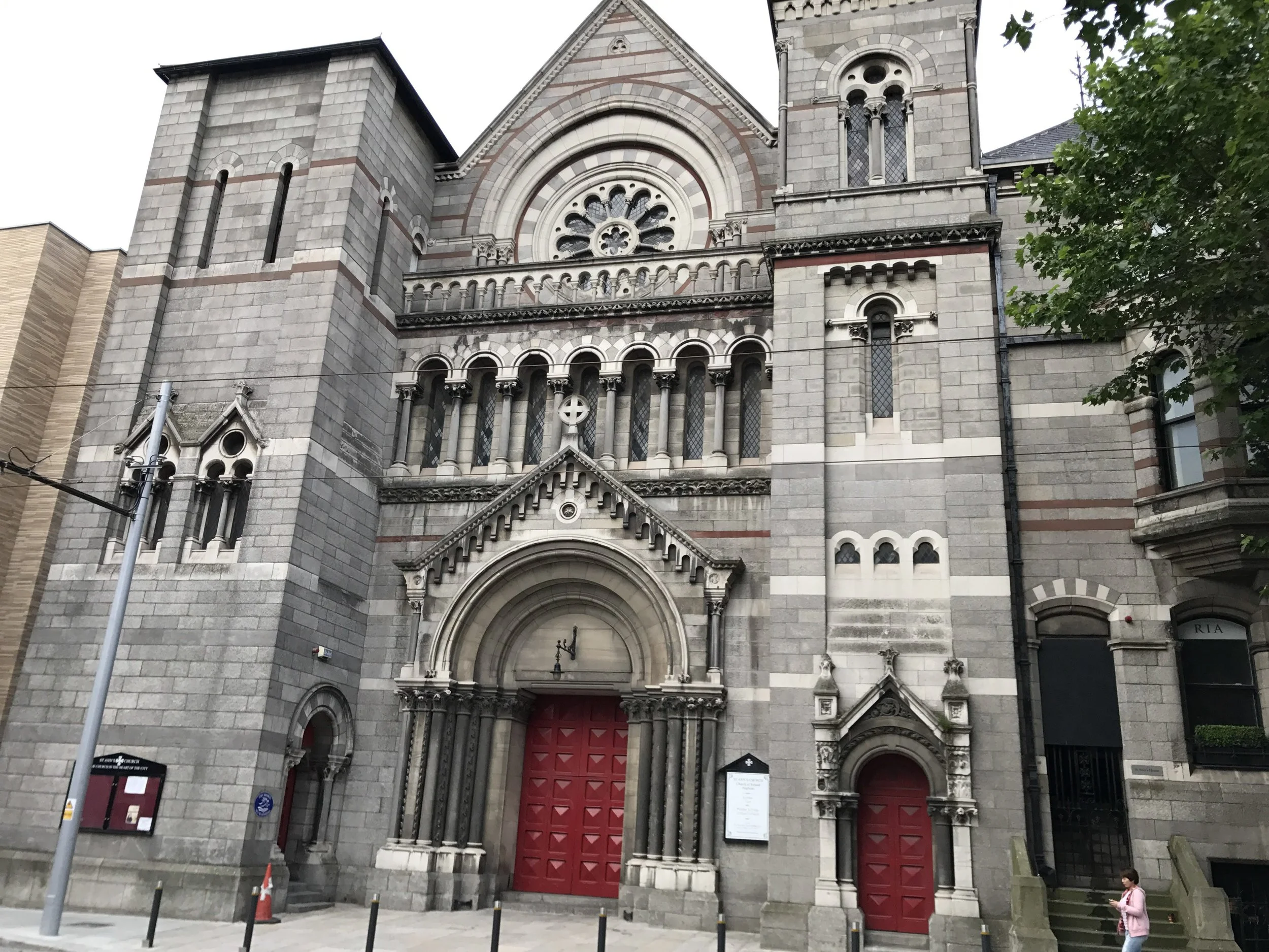 St. Patrick's Cathedral with its red doors.