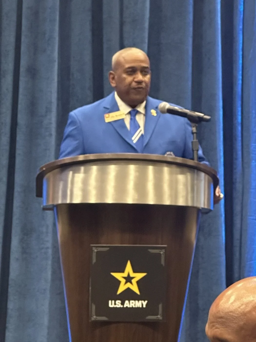 Brother Braswell speaking as Civilian Aide to the Secretary of the Army