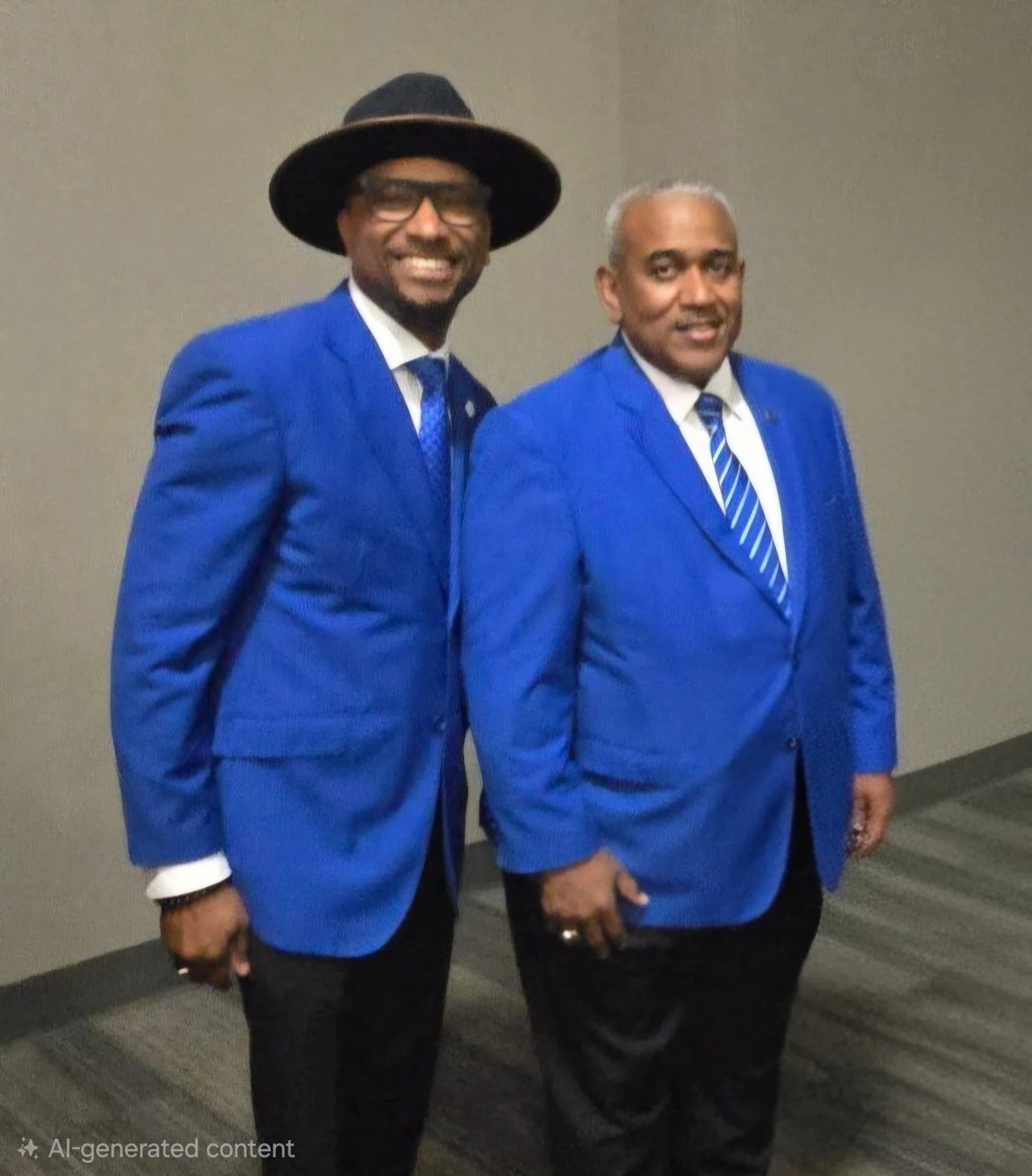 Brother Rob Joseph and Brother Allie L. Braswell, Jr. together in Phi Beta Sigma blue blazers