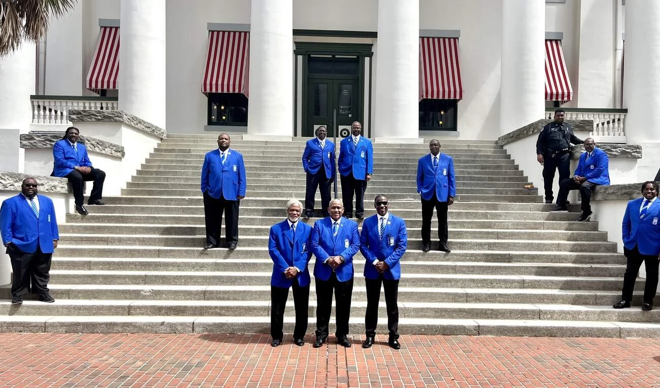 Florida Sigmas on the steps of the Old Capitol in Tallahassee