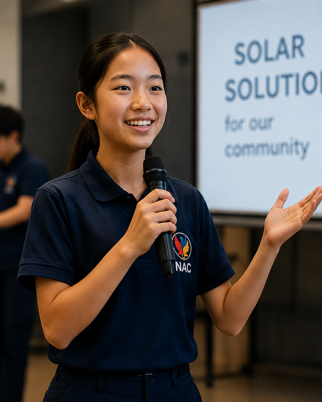 NAC student presenting a solar solution to an audience