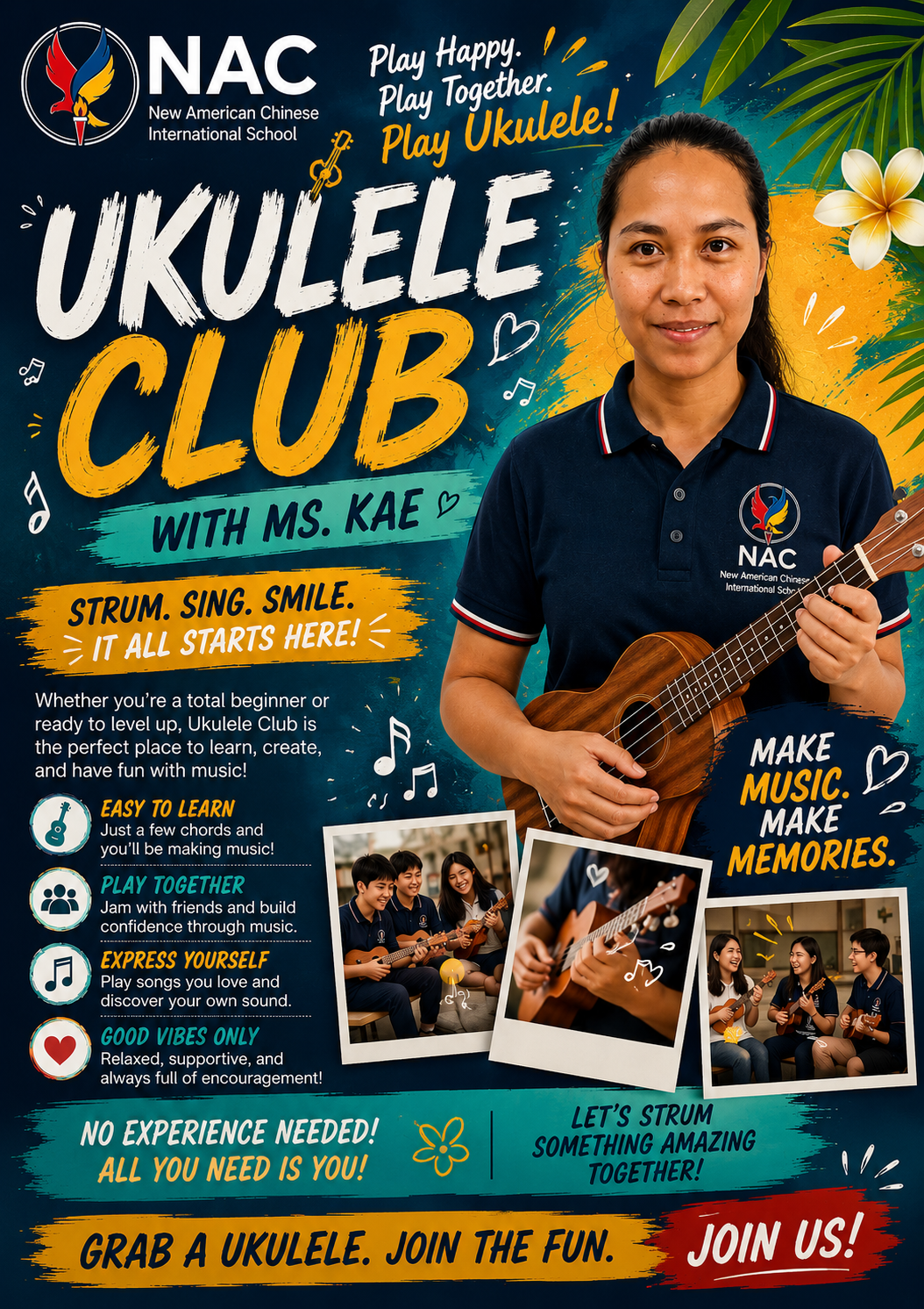 NAC Ukulele Club — students learning to play together
