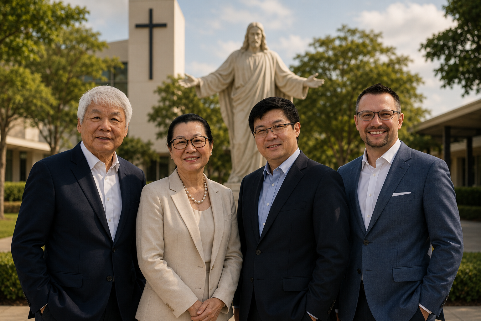 Dr. Allen A. Dubolino, Ajarn Sahat Ektrakul, Ajarn Sarang Ektrakul, and Mr. Chang Min, NAC's founders