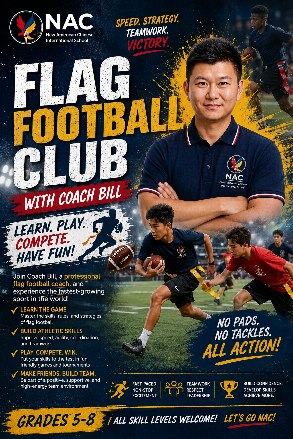 NAC Flag Football Club — students playing on the field
