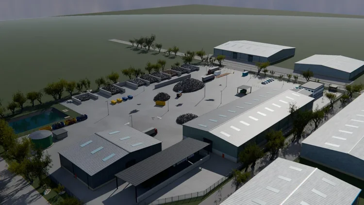 The same site design from the opposite aerial viewpoint