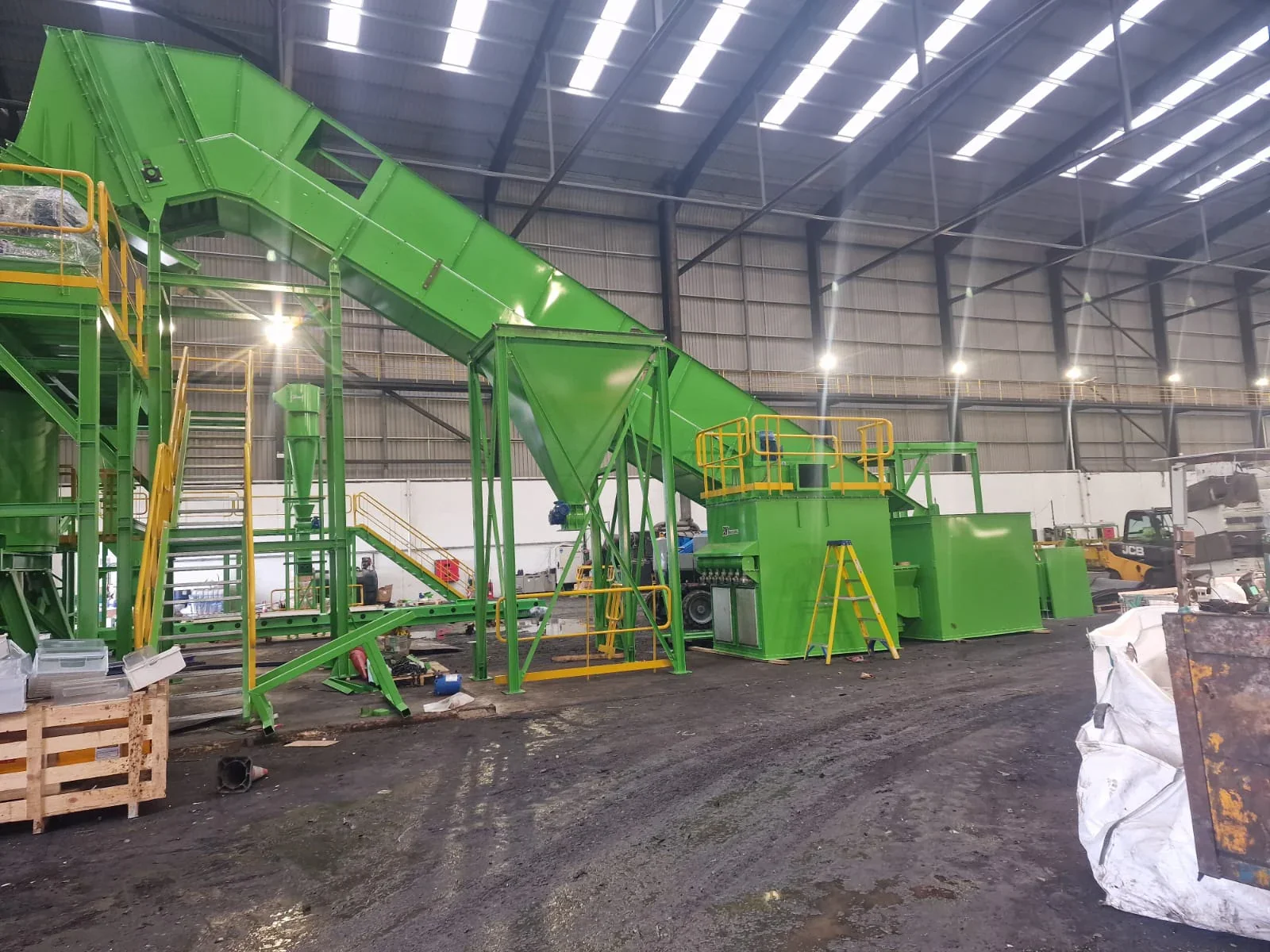 Processing equipment, conveyors and access platforms during an installation