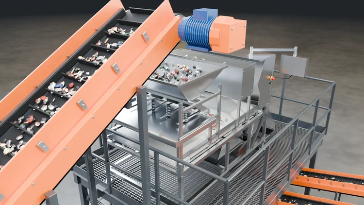 Conveyor and sorter infeed with illustrative material