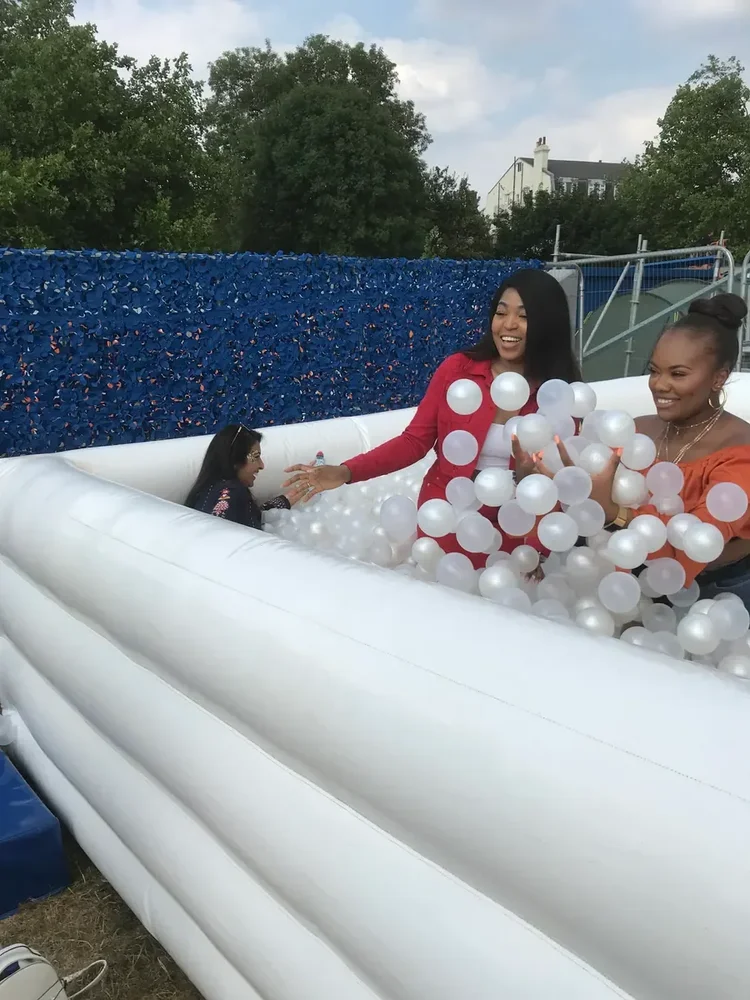 5m by 5m white ball pit