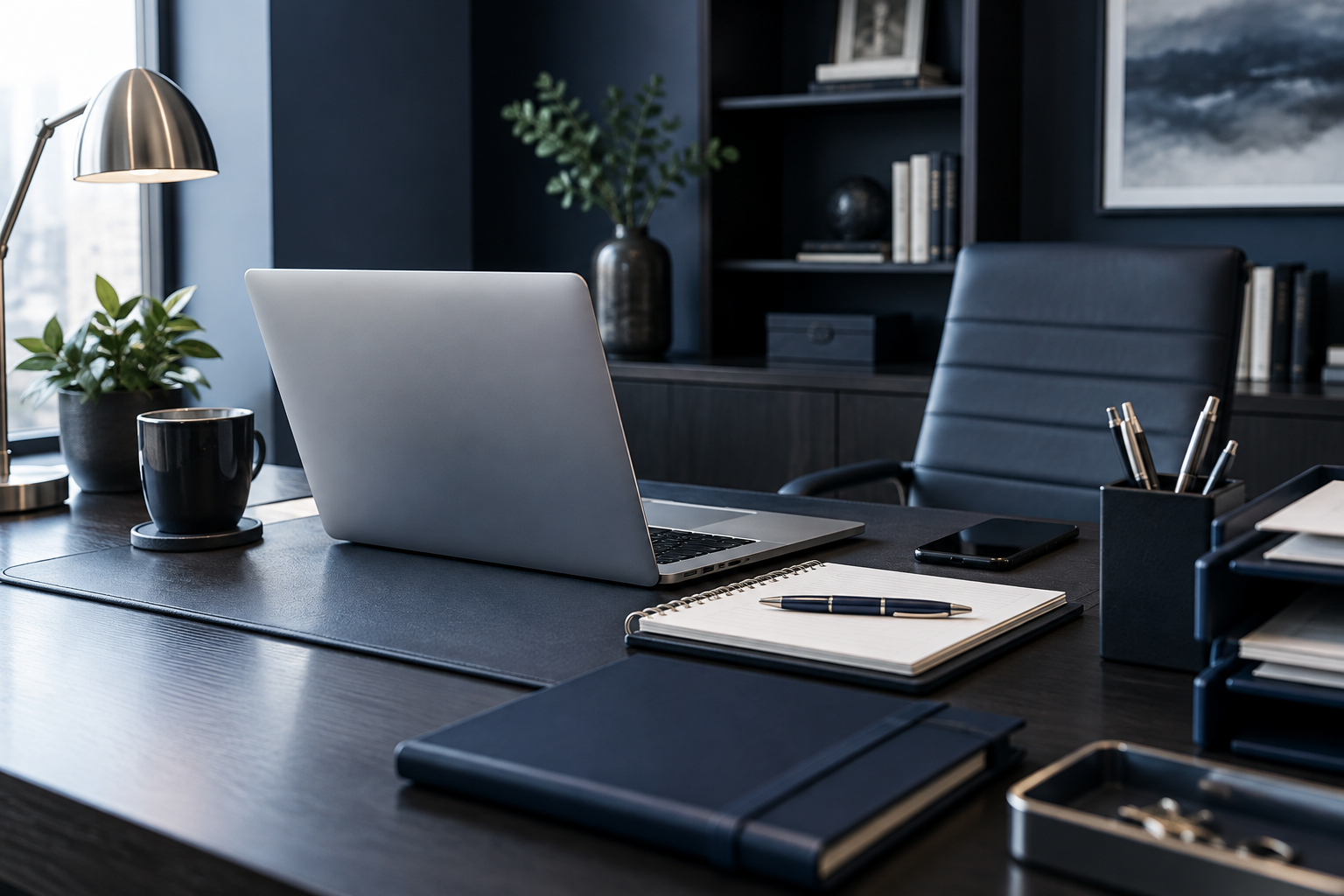 Professional contact workspace with organized communication and business support materials.