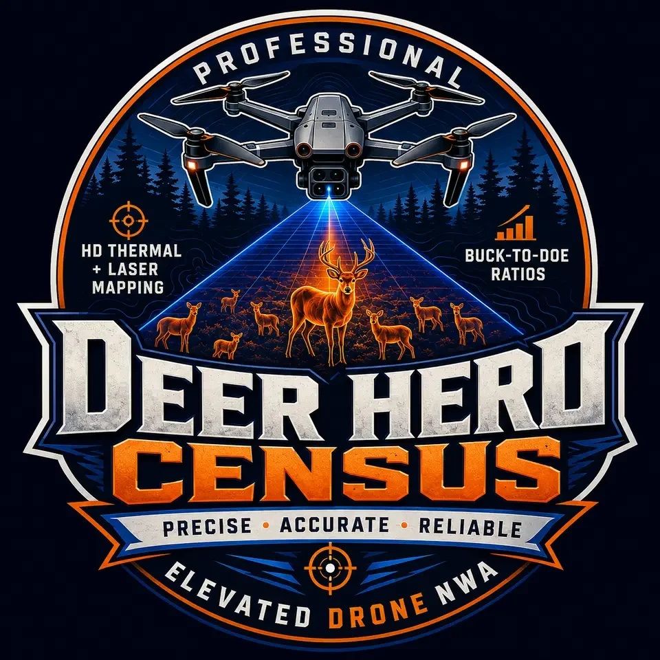Elevated Drone NWA professional deer herd census badge