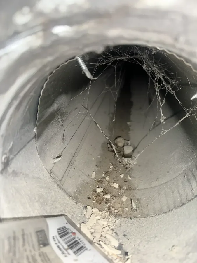 Duct debris: before cleaning