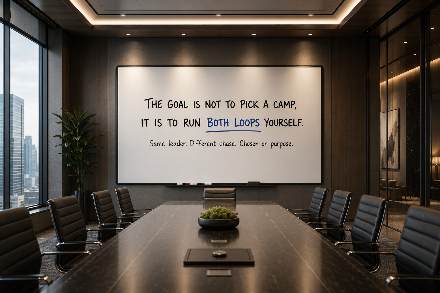 The goal is not to pick a camp, it is to run both loops yourself. Same leader. Different phase. Chosen on purpose.