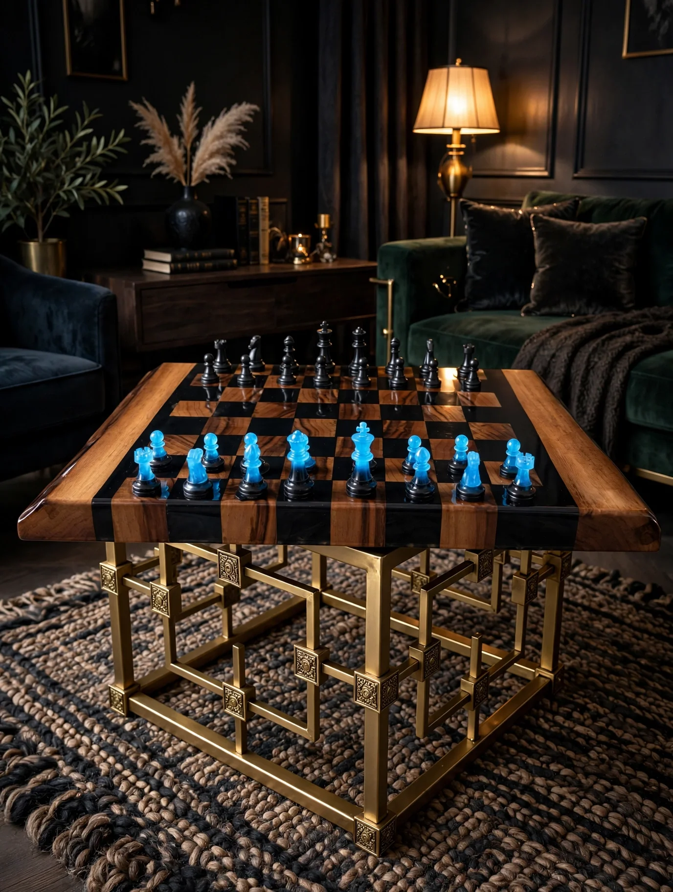 Midnight Salon sculptural chess table