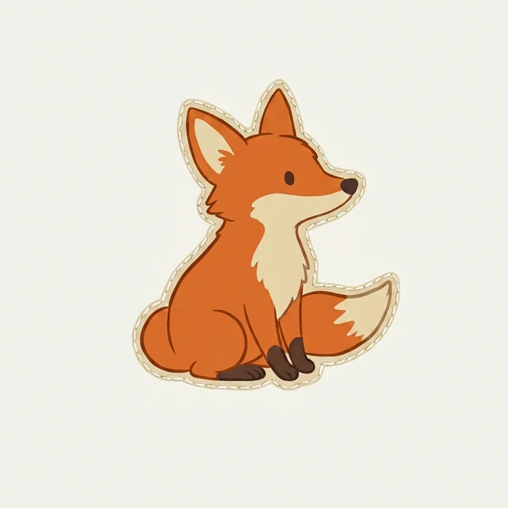 The hand sewn orange fox patch from our first story, The Lunch Table