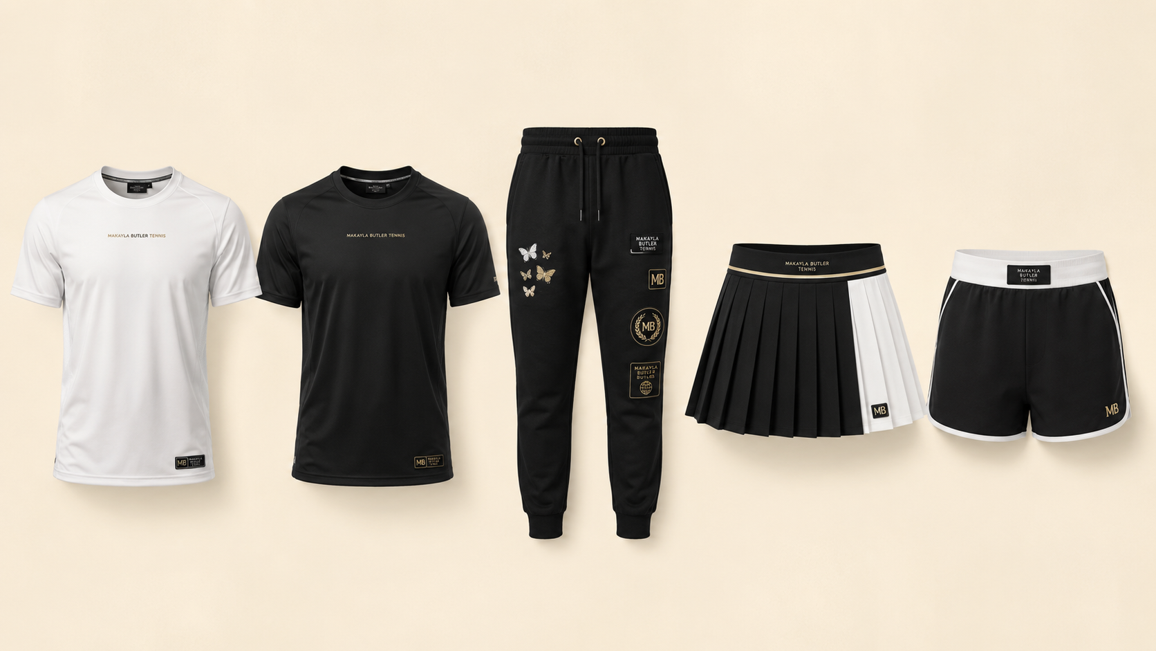 Five-piece Makayla Butler Tennis apparel concept collection