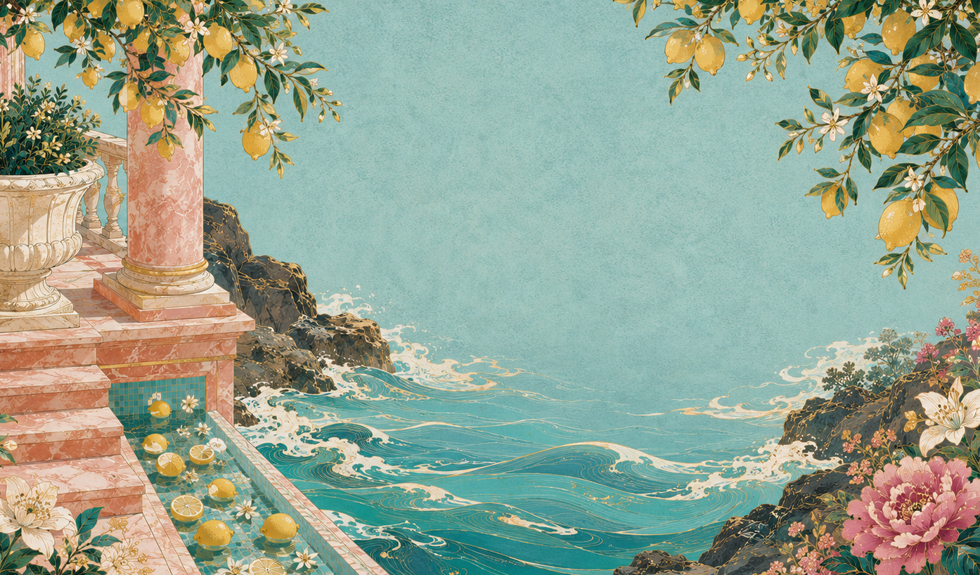 Warm southern Italian inspired interior illustration
