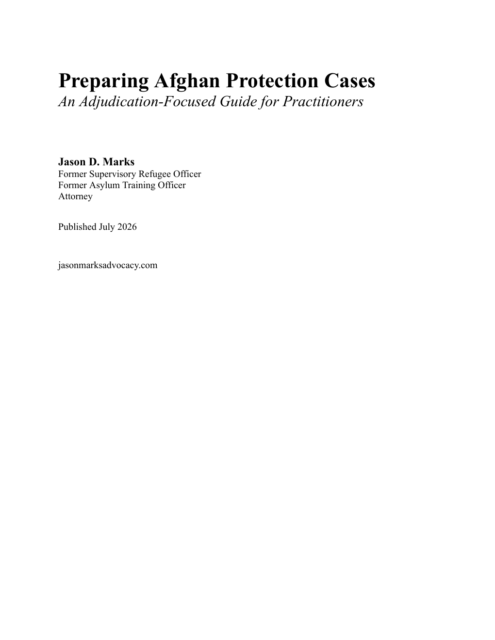 Cover of Preparing Afghan Protection Cases by Jason D. Marks.
