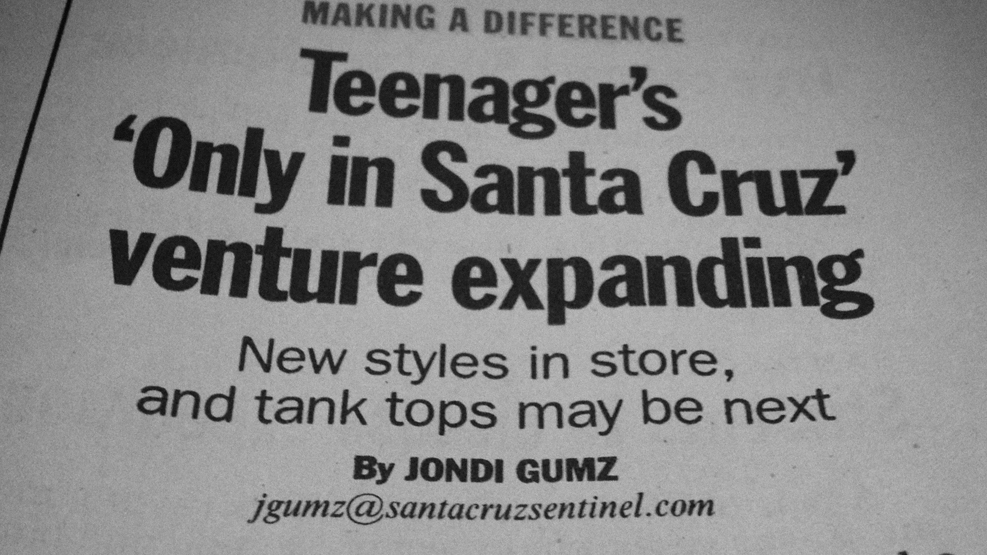 Only in Santa Cruz newspaper clipping