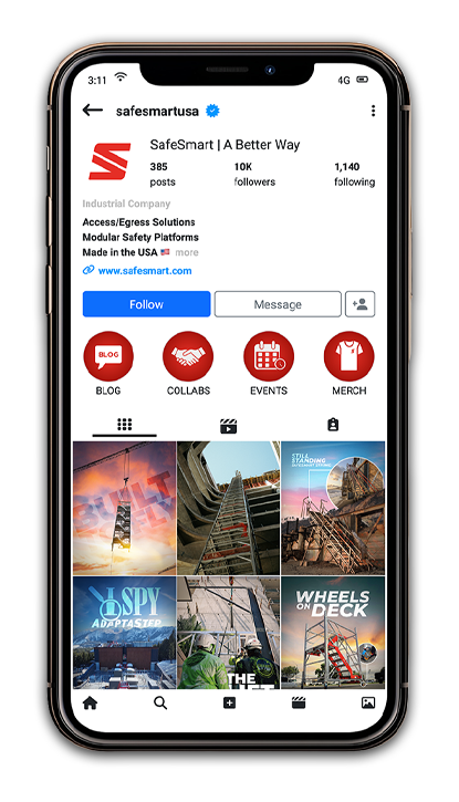 SafeSmart rebranded Instagram page displayed on a phone