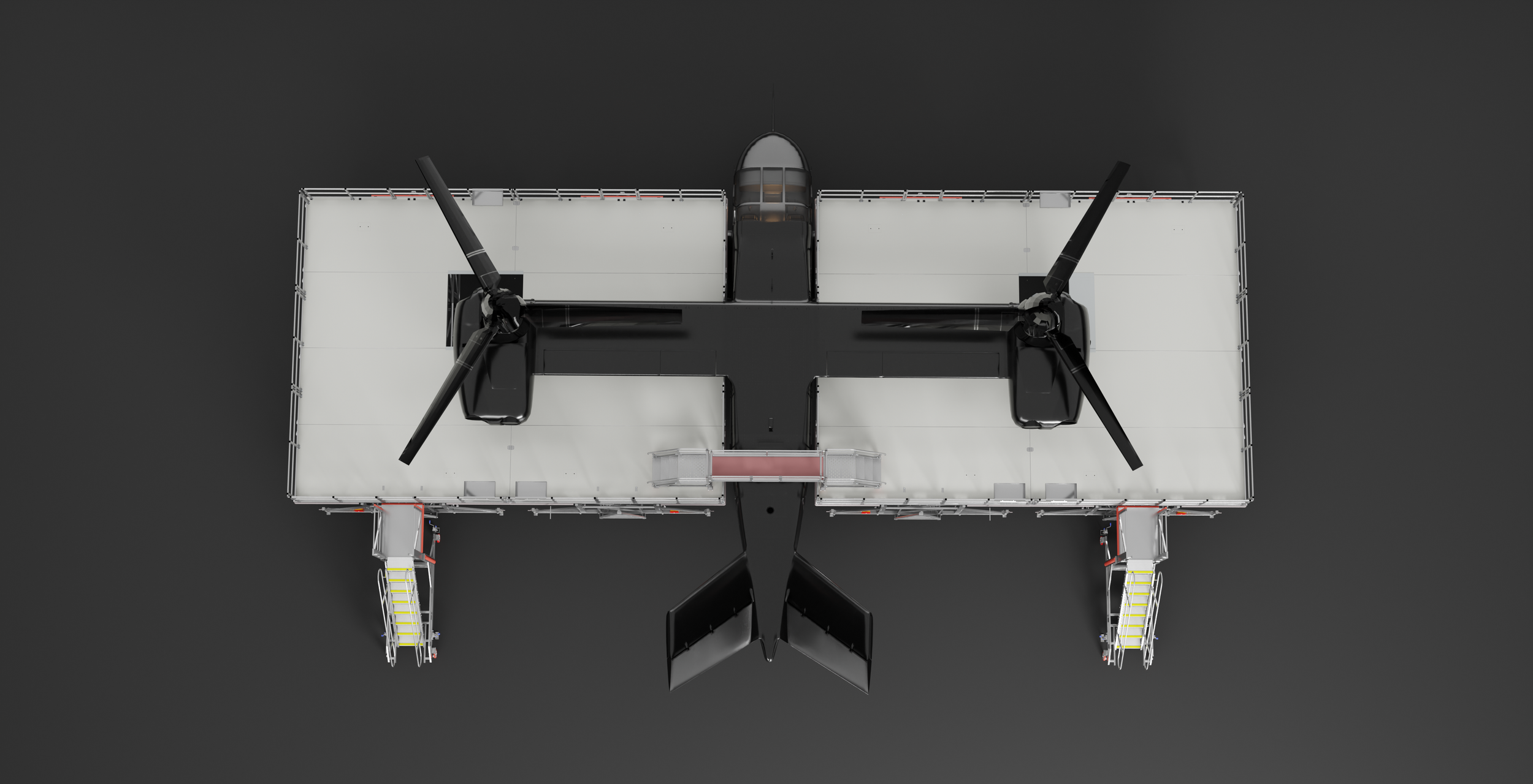 Top-view Bell MV-75 access-system visualization